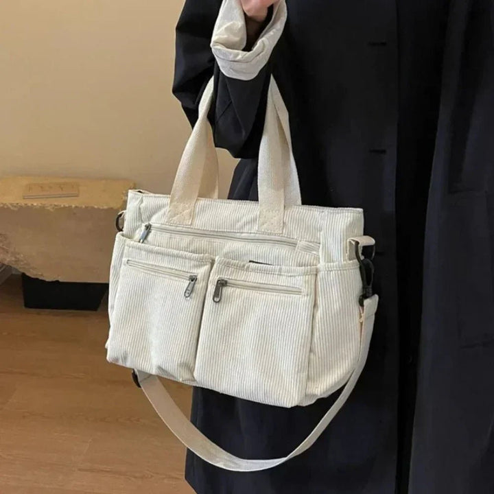 Klaudia | Versatile borsa tote in velluto a coste con molteplici scomparti 4