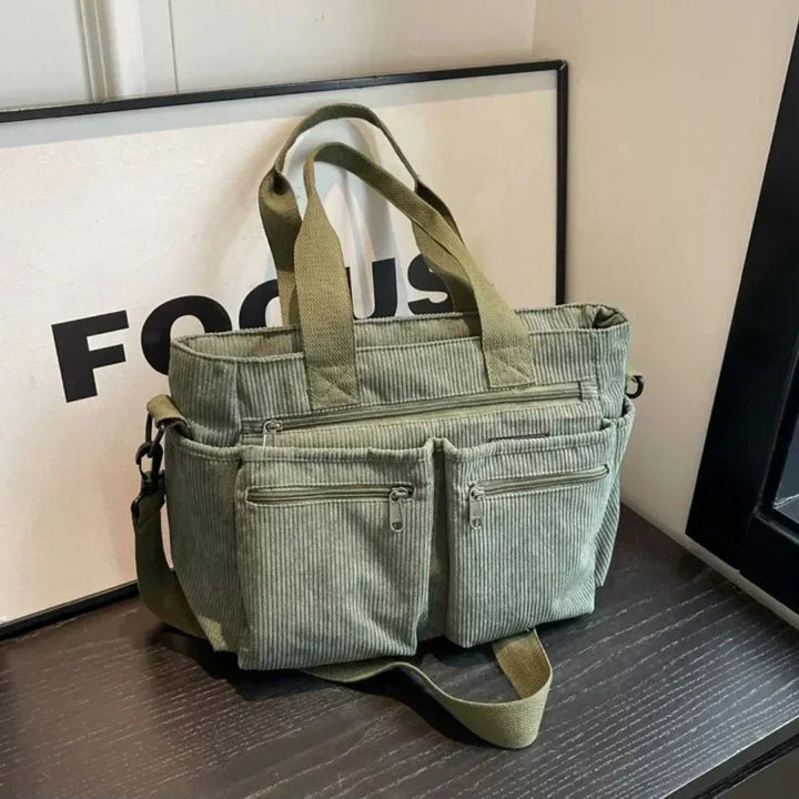 Klaudia | Versatile borsa tote in velluto a coste con molteplici scomparti 6