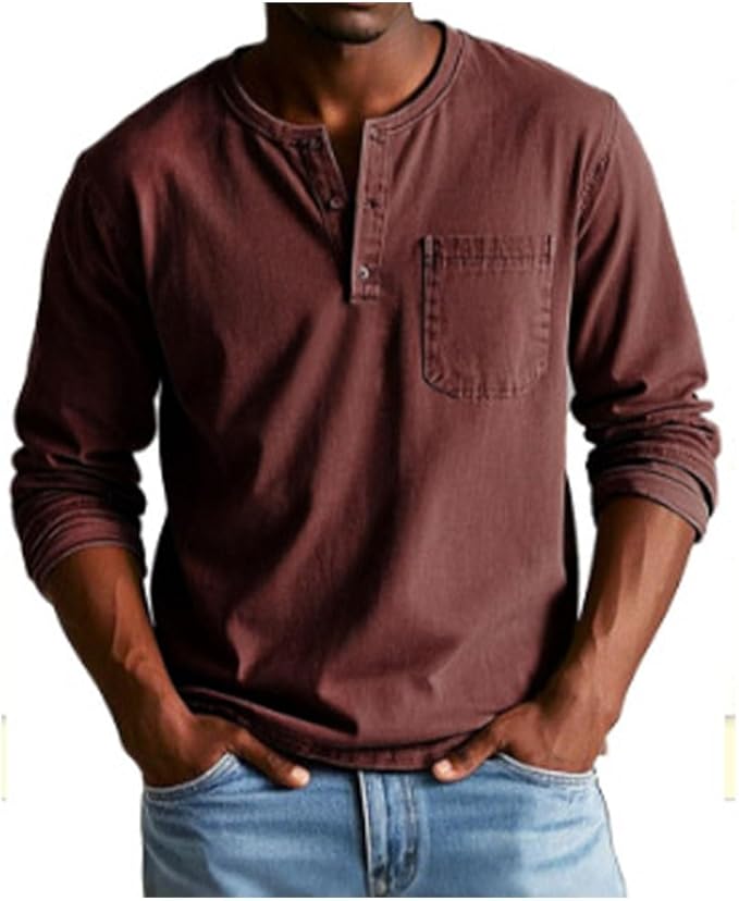 Krisan | Maglia Uomo Henley Casual Comoda Maniche Lunghe 1