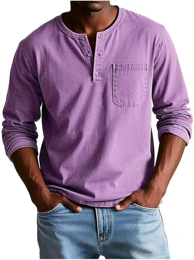Krisan | Maglia Uomo Henley Casual Comoda Maniche Lunghe 2