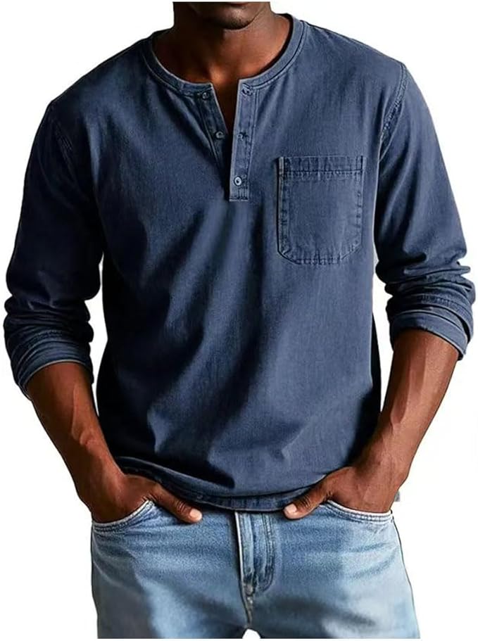 Krisan | Maglia Uomo Henley Casual Comoda Maniche Lunghe 3