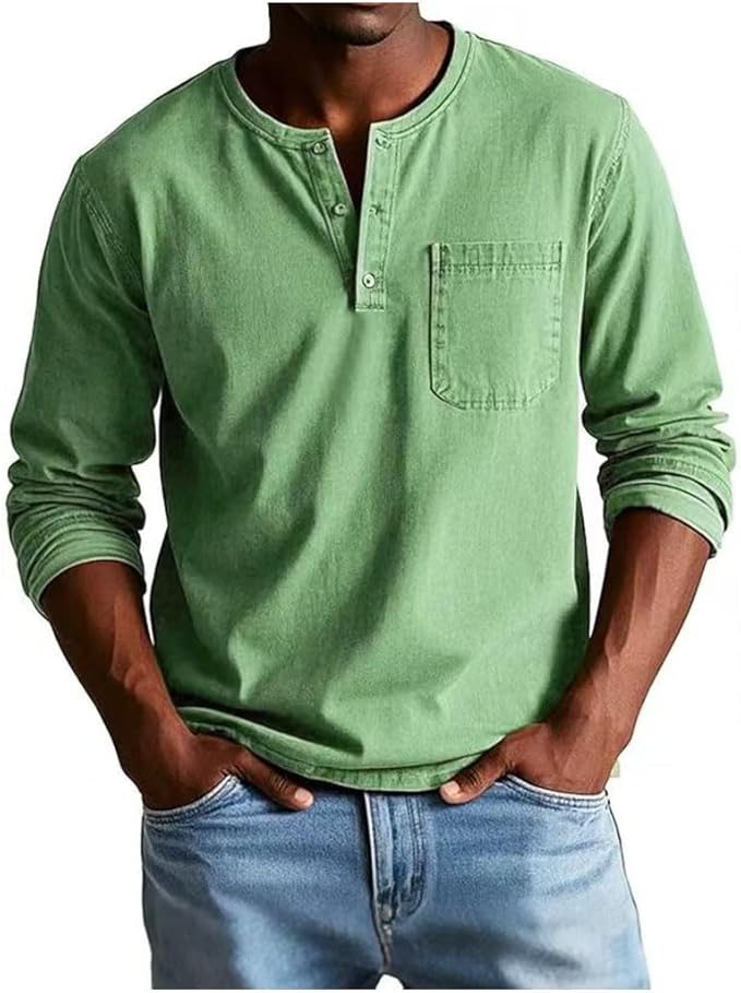 Krisan | Maglia Uomo Henley Casual Comoda Maniche Lunghe 4