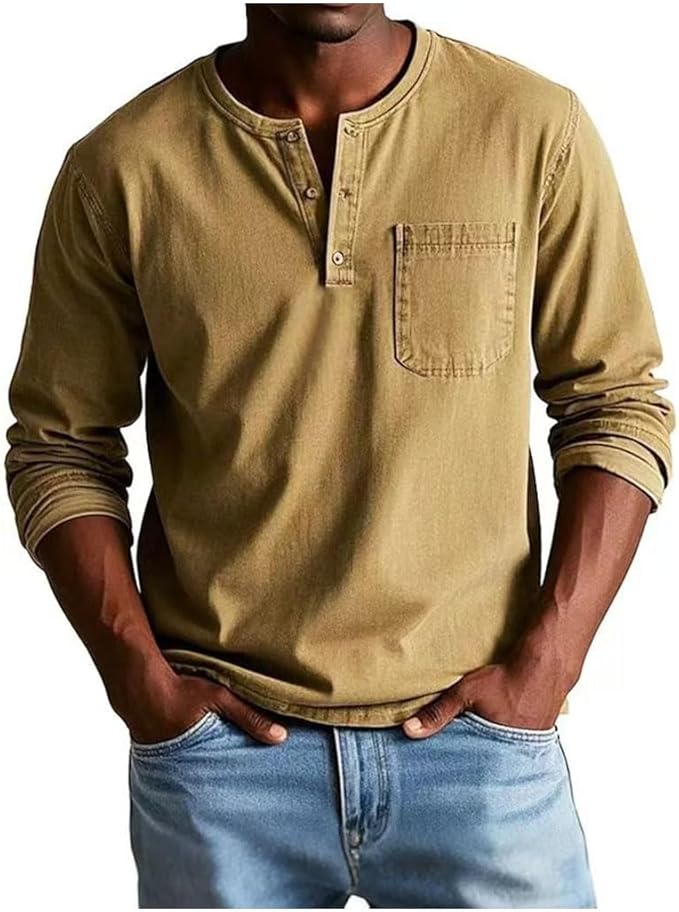 Krisan | Maglia Uomo Henley Casual Comoda Maniche Lunghe 5