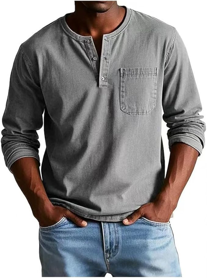 Krisan | Maglia Uomo Henley Casual Comoda Maniche Lunghe 6