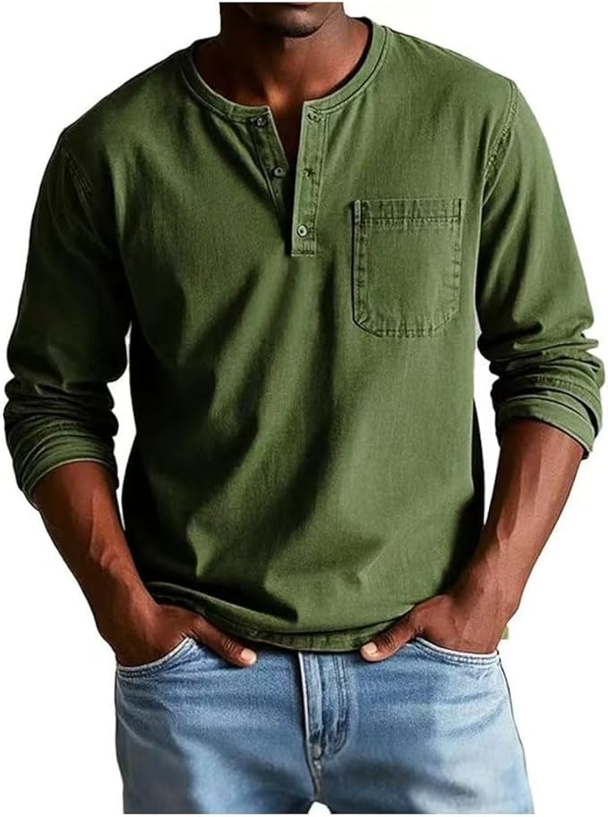 Krisan | Maglia Uomo Henley Casual Comoda Maniche Lunghe 7