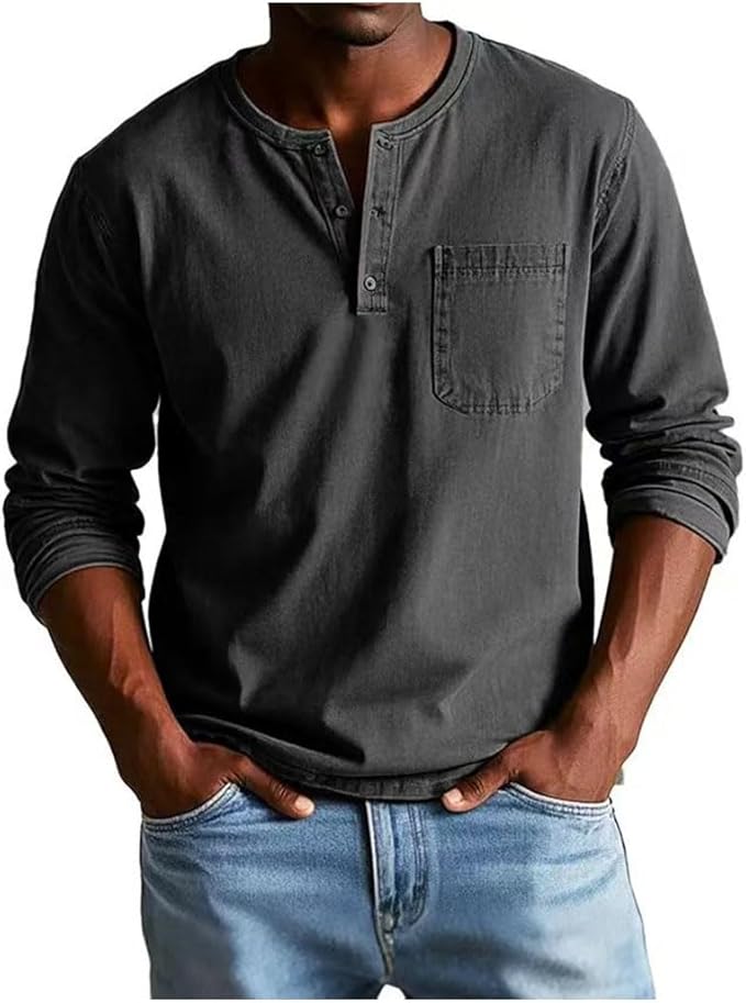 Krisan | Maglia Uomo Henley Casual Comoda Maniche Lunghe 8