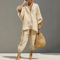Sofia | Elegant two-piece linen set with fluid fit