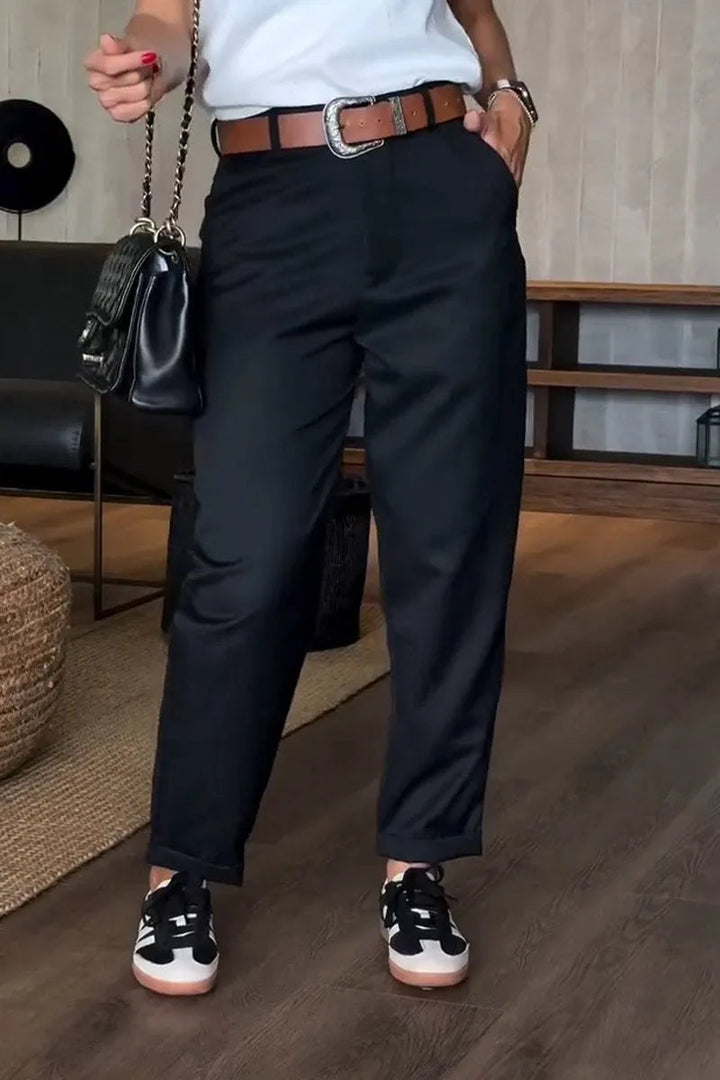 Lara | Eleganti e Comodi Pantaloni Donna con Vita Alta e Taglio Dritto 2