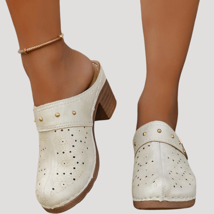 Laura | Zoccoli Donna Legno Tacco Largo Slip-On Elegante Comfort Quotidiano 1