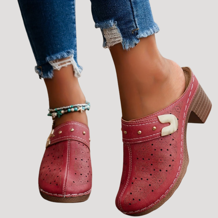 Laura | Zoccoli Donna Legno Tacco Largo Slip-On Elegante Comfort Quotidiano 2