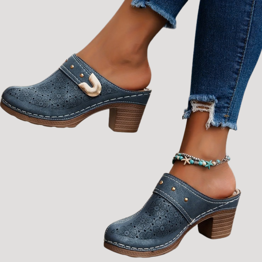 Laura | Zoccoli Donna Legno Tacco Largo Slip-On Elegante Comfort Quotidiano 3