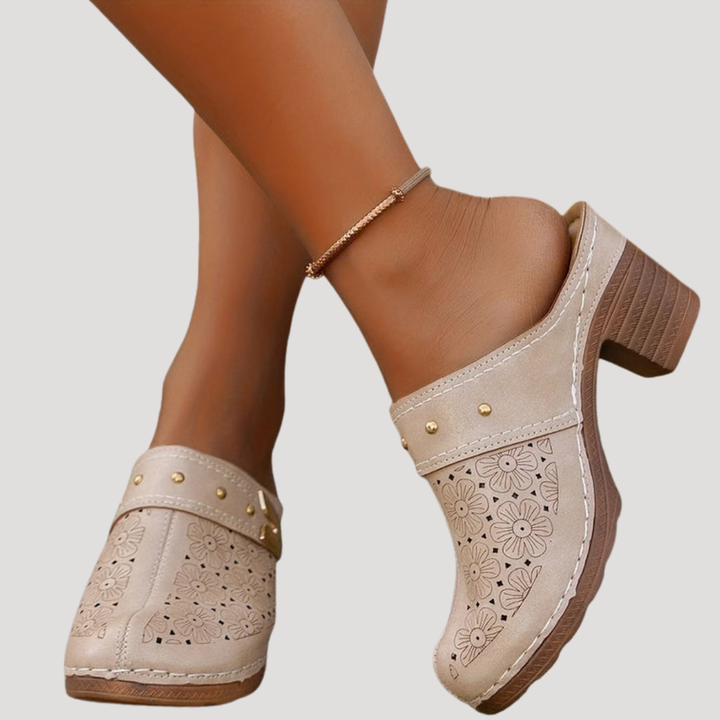 Laura | Zoccoli Donna Legno Tacco Largo Slip-On Elegante Comfort Quotidiano 4
