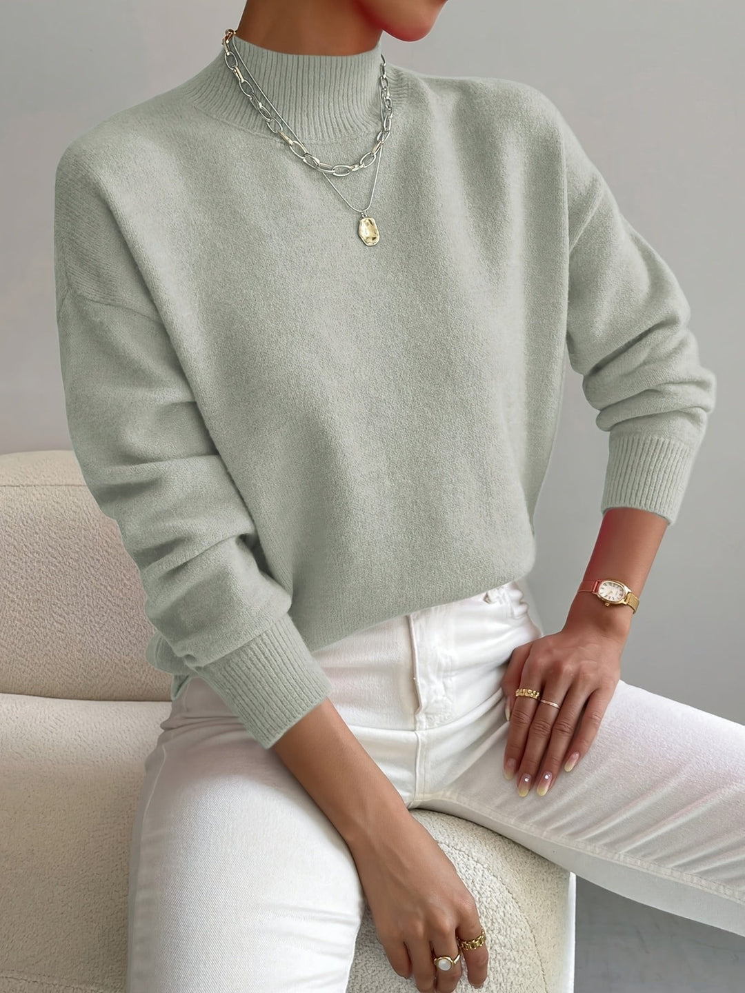 Layla | Maglione da donna a collo alto, vestibilità comoda e maniche lunghe 0