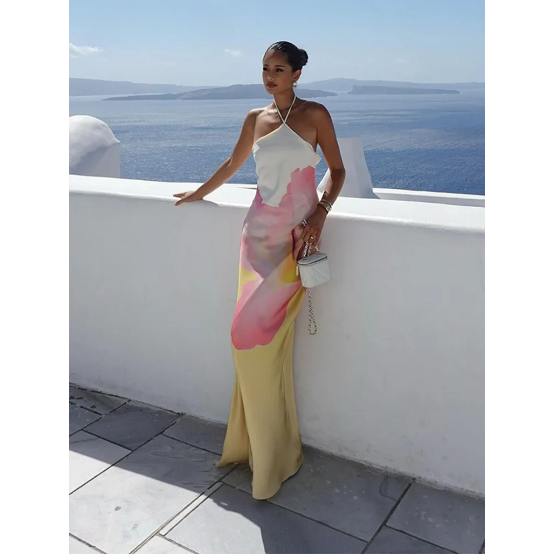Lena | Elegante Maxi Abito Monospalla Floreale per Cerimonia e Eventi 6