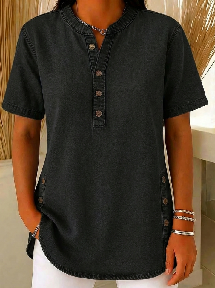 Lena | Elegante e Fresca Camicetta Henley con Maniche Corte 1