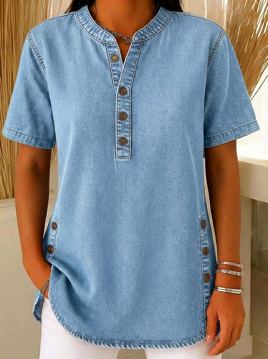 Lena | Elegante e Fresca Camicetta Henley con Maniche Corte 2
