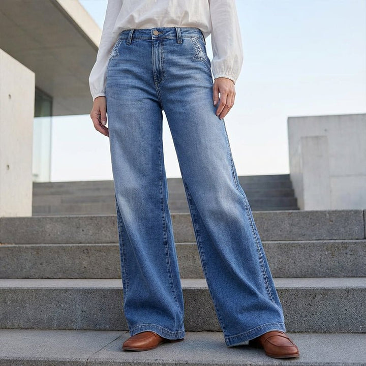 Lena | Jeans Vintage a Vita Alta, Ampia e Trendy 0