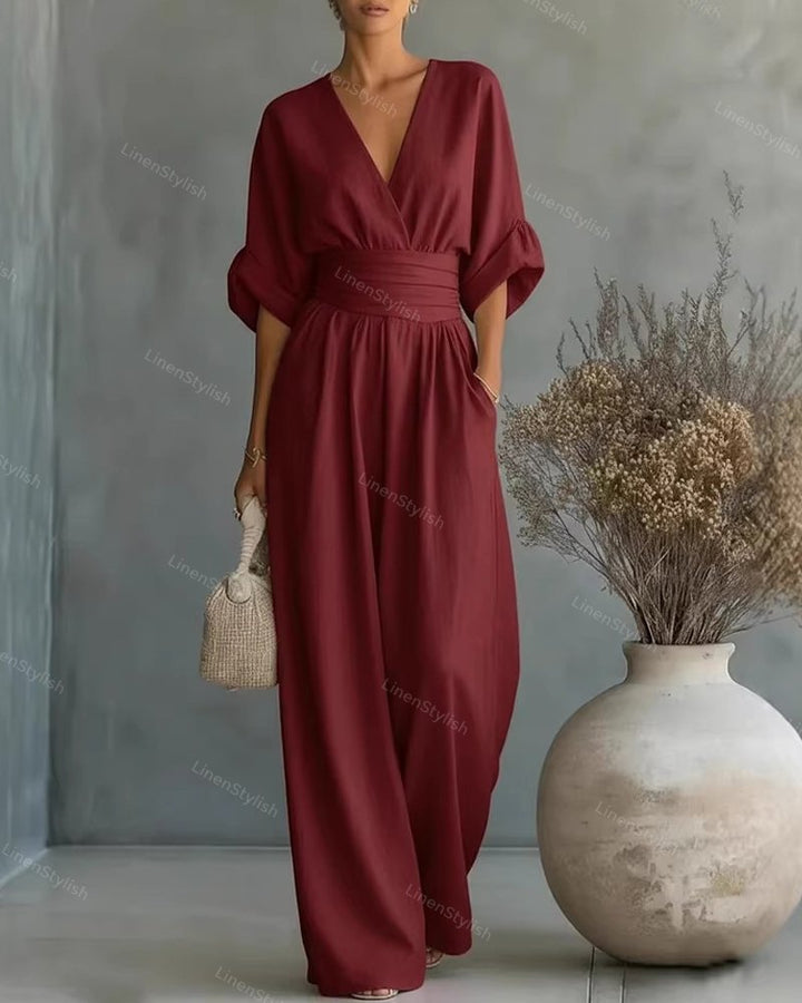 Lena | Tuta Elegante Donna Slim Fit Scollo a V Cerimonia Sofisticata 1