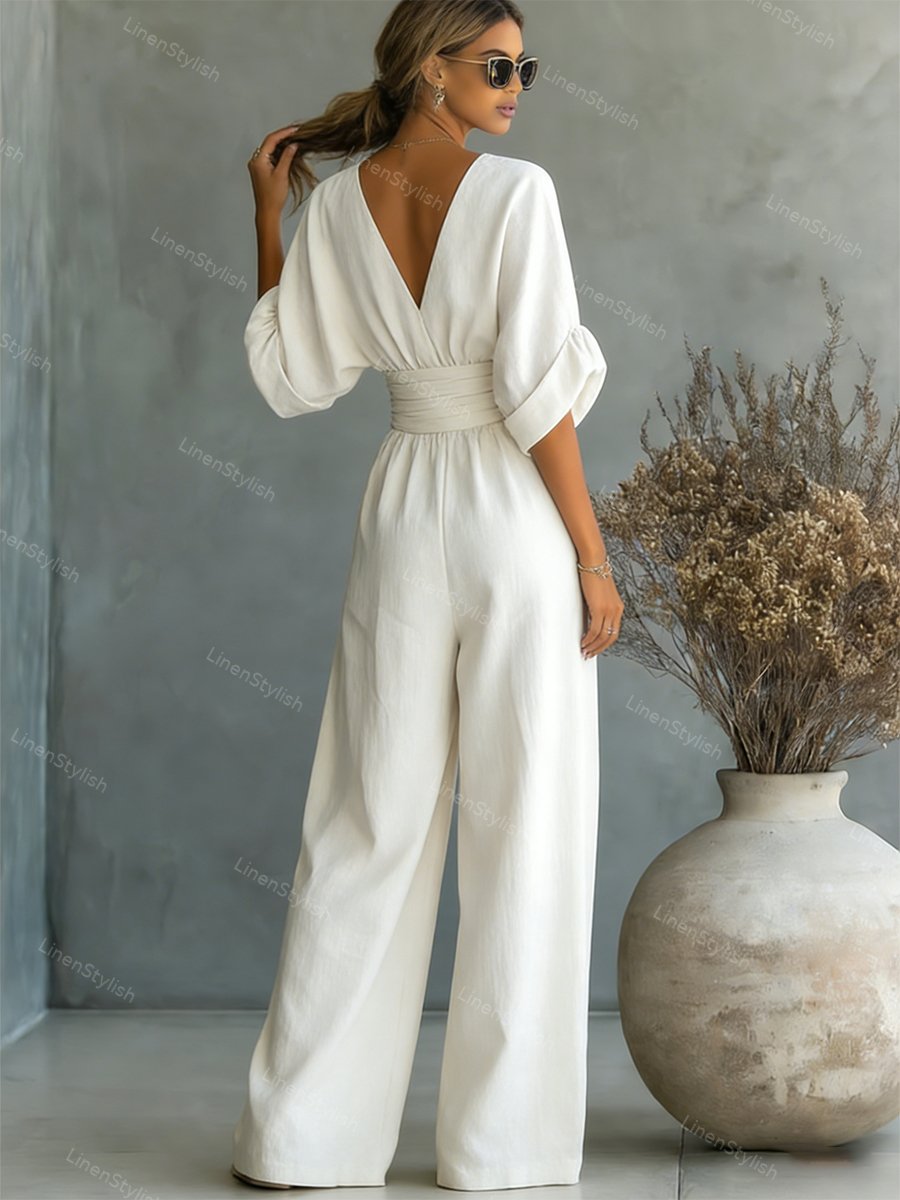 Lena | Tuta Elegante Donna Slim Fit Scollo a V Cerimonia Sofisticata 4