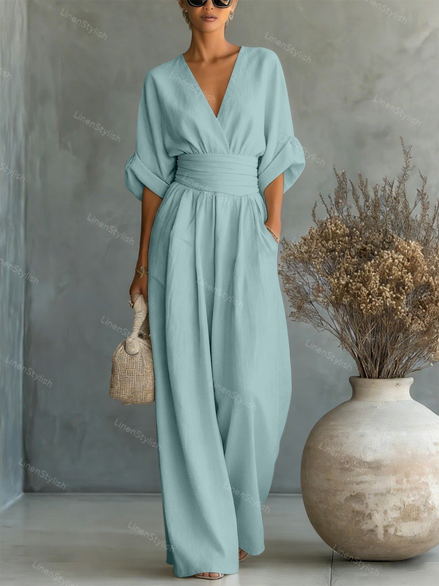 Lena | Tuta Elegante Donna Slim Fit Scollo a V Cerimonia Sofisticata 9