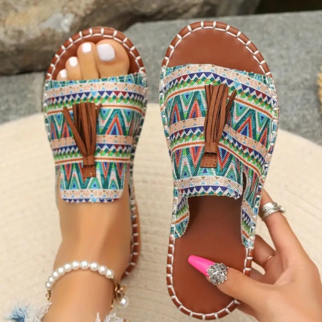 Leona | Eleganti e Comodi Sandali Donna Bassi con Dettagli Boho 6