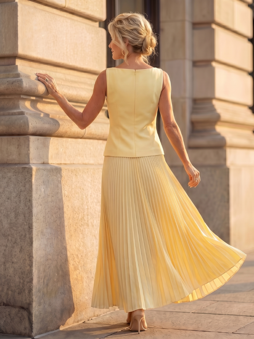 Liana | Elegante Completo Donna – Top Strutturato e Gonna a Pieghe, Completi Eleganti Donna 5