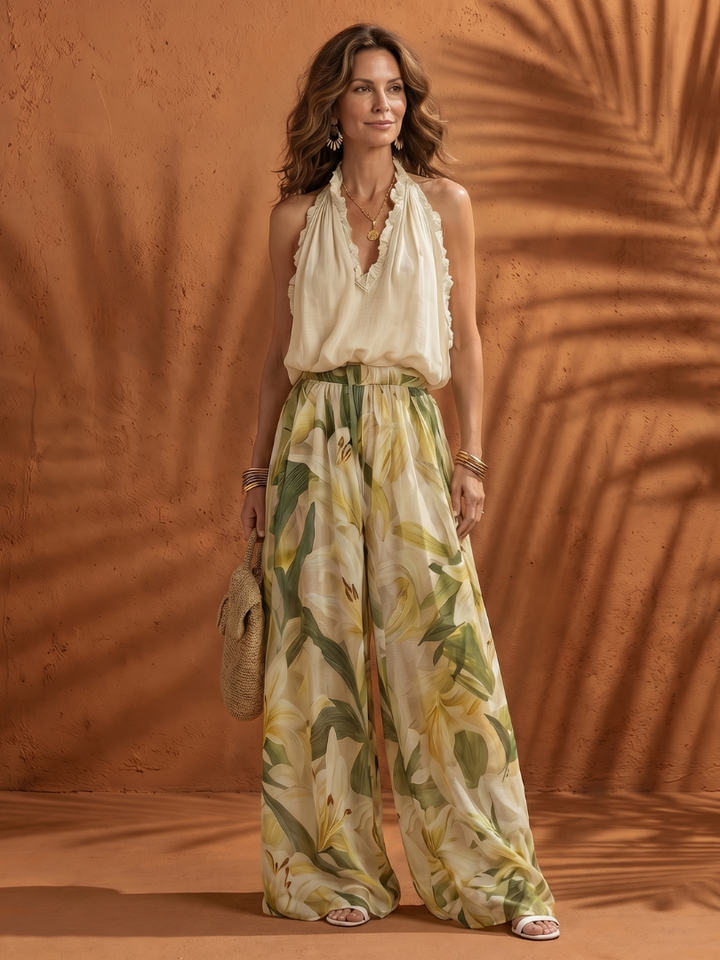 Liana | Elegante, Leggero &amp; Floreale Set Estivo con Pantaloni Palazzo 1