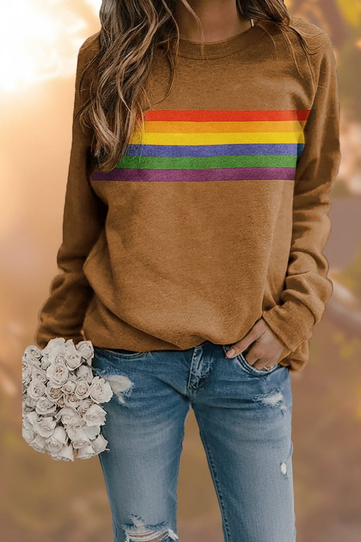 Lily | Maglione girocollo da donna a righe arcobaleno, vestibilità comoda 5
