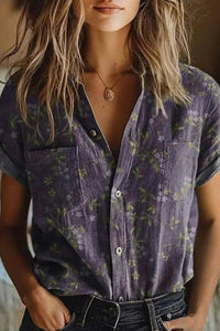 Eleanor | Camicia in cotone con motivo floreale elegante e vintage