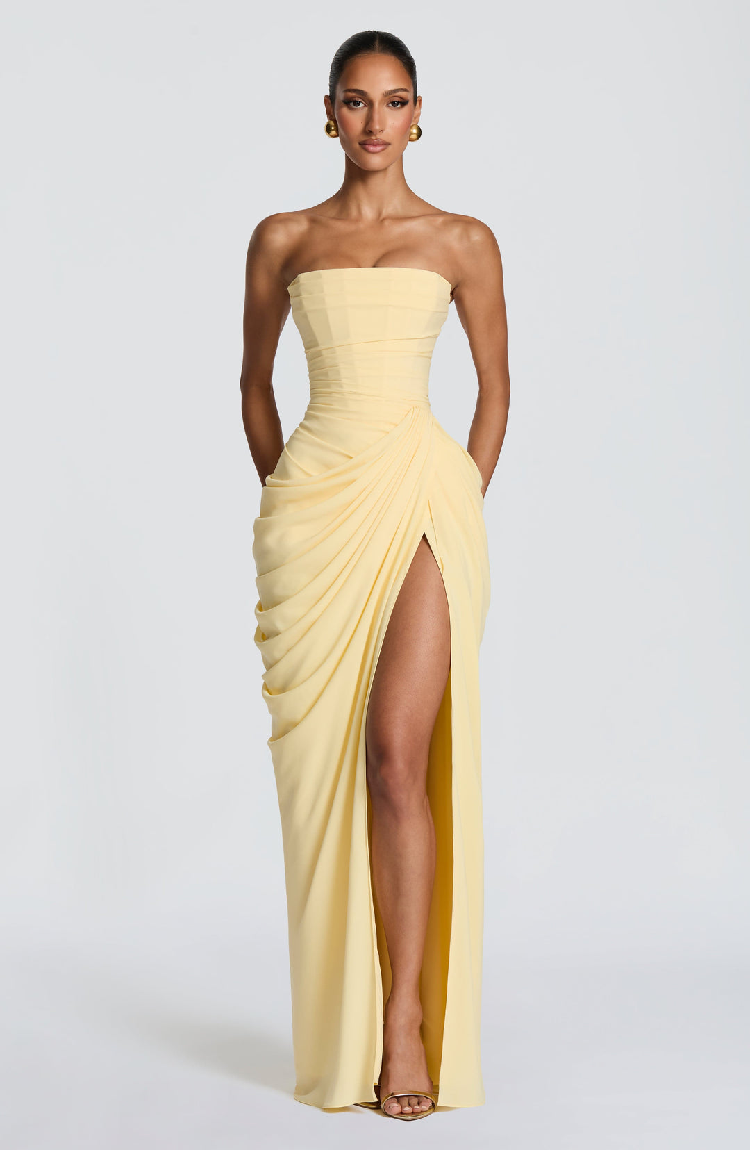 Liora | Abito Maxi Senza Spalline Elegante Fluido Glamour 0
