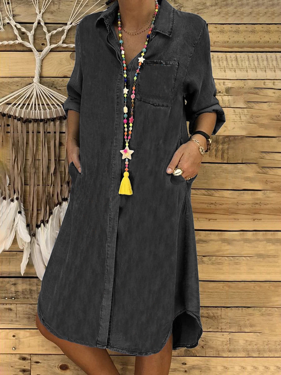 Livia | Comodo Abito Donna Chemisier in Denim Rilassato 0