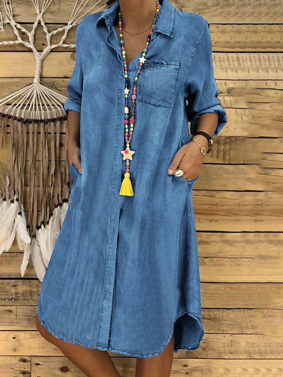 Livia | Comodo Abito Donna Chemisier in Denim Rilassato 1