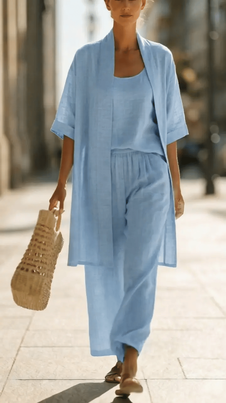 Livia | Completo Donna Elegante in Lino e Cotone – Rilassato e Traspirante, Set da Tre Pezzi 3