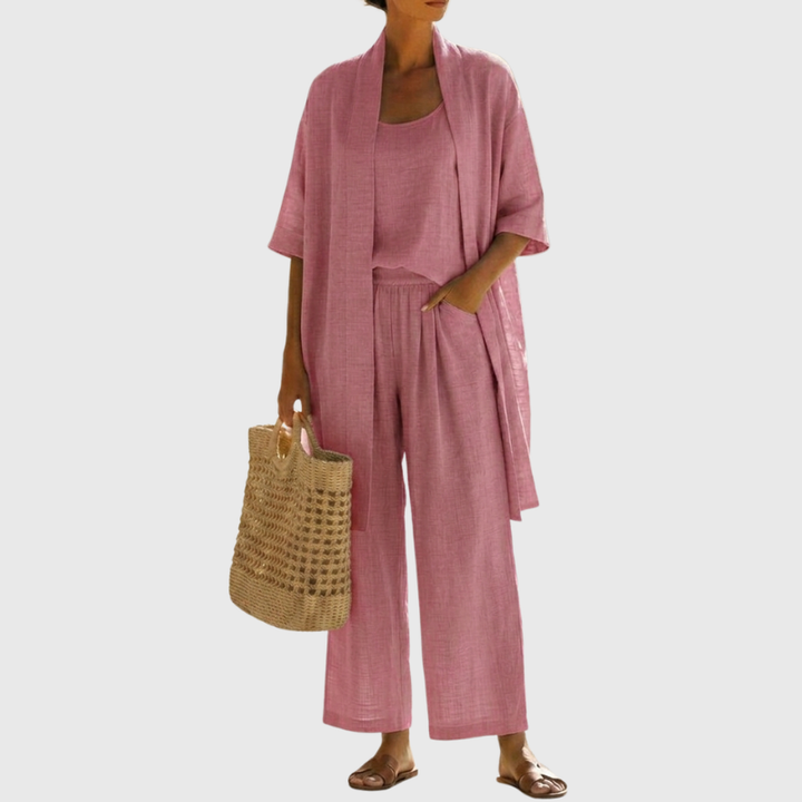 Livia | Completo Donna Elegante in Lino e Cotone – Rilassato e Traspirante, Set da Tre Pezzi 4
