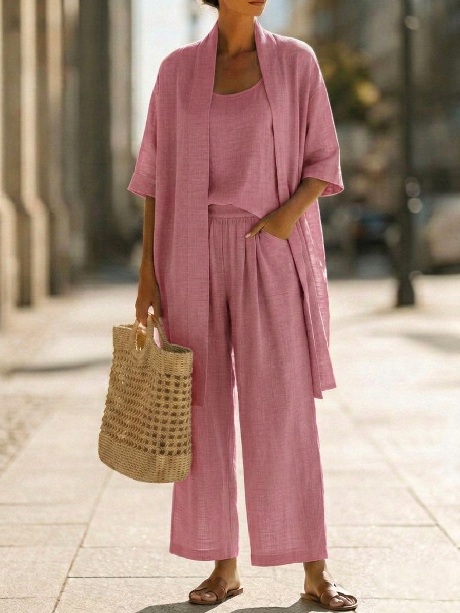 Livia | Completo Donna Elegante in Lino e Cotone – Rilassato e Traspirante, Set da Tre Pezzi 5
