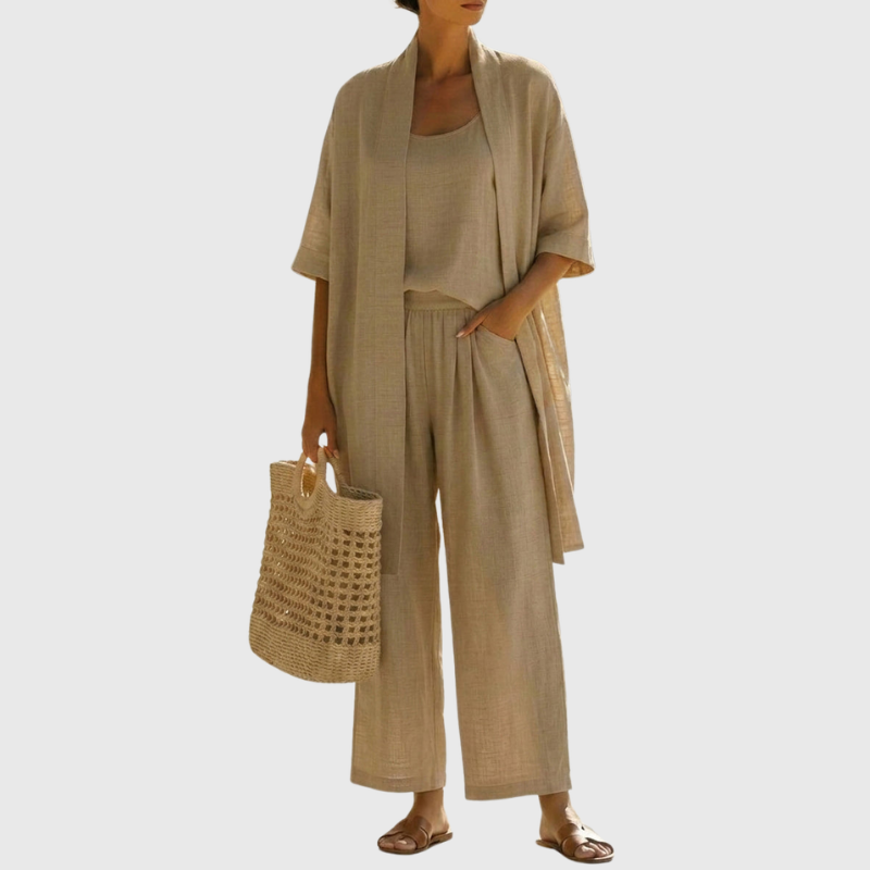 Livia | Completo Donna Elegante in Lino e Cotone – Rilassato e Traspirante, Set da Tre Pezzi 8