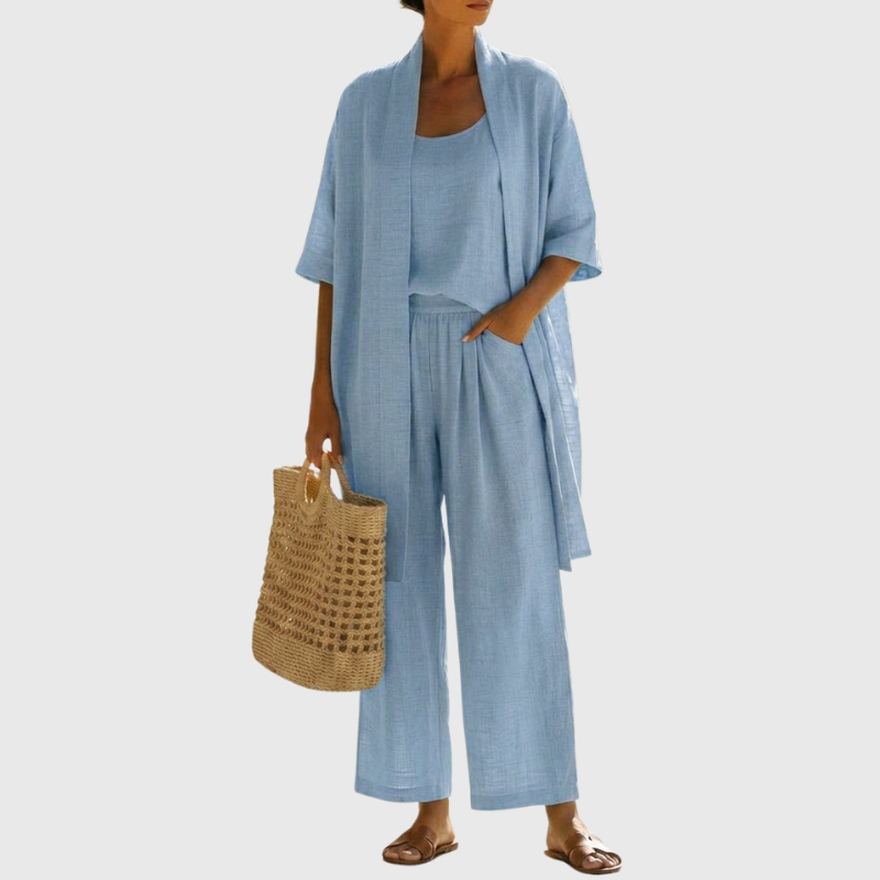 Livia | Completo Donna Elegante in Lino e Cotone – Rilassato e Traspirante, Set da Tre Pezzi 9