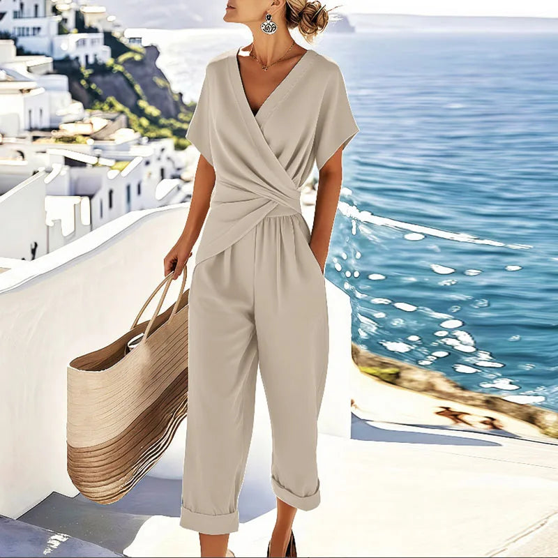 Livia | Elegant Set da Due Pezzi con Top Avvolgente e Pantaloni Cropped 0