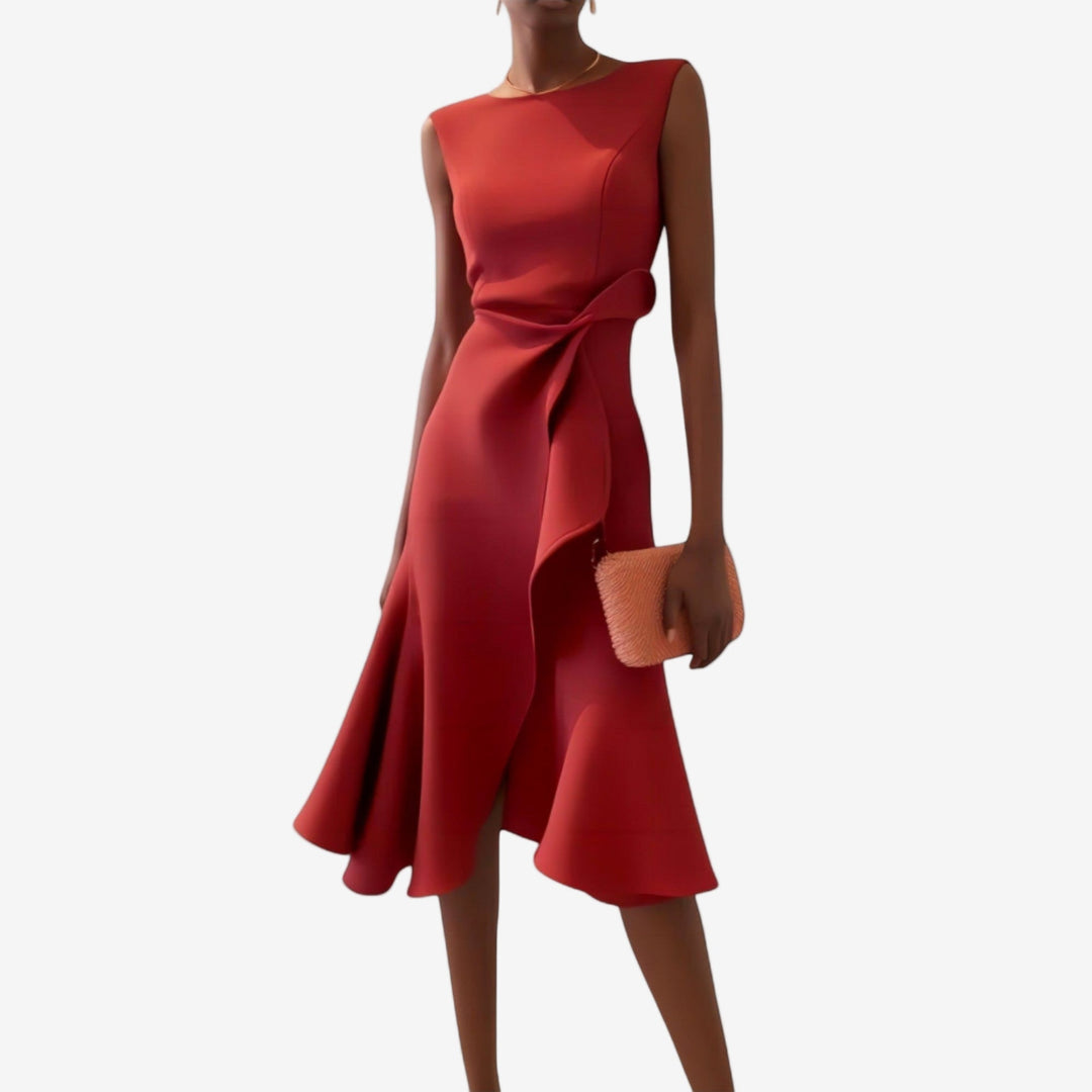 Livia | Elegante Abito Midi Cerimonia Asimmetrico per Donna 0