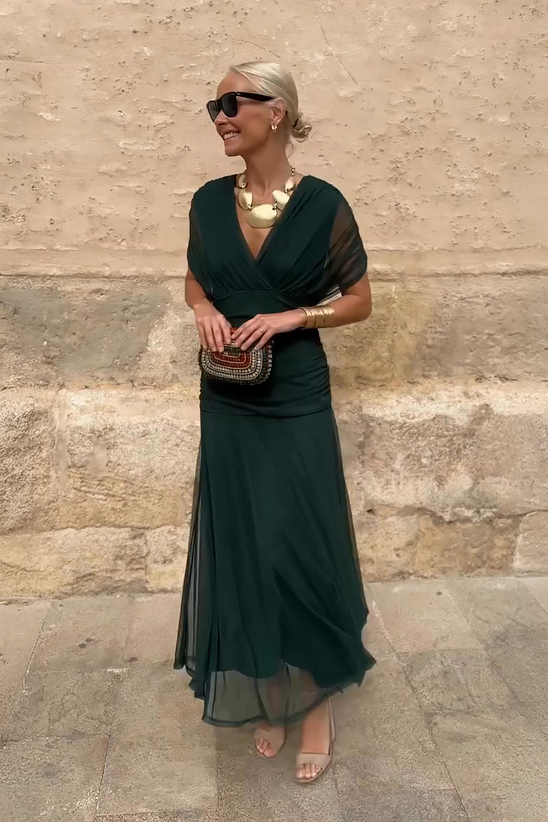 Livia | Elegante Abito da Cerimonia Lungo con Scollo a V per Donna 0
