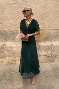 Iolanda | Elegante abito da cerimonia lungo con scollo a V