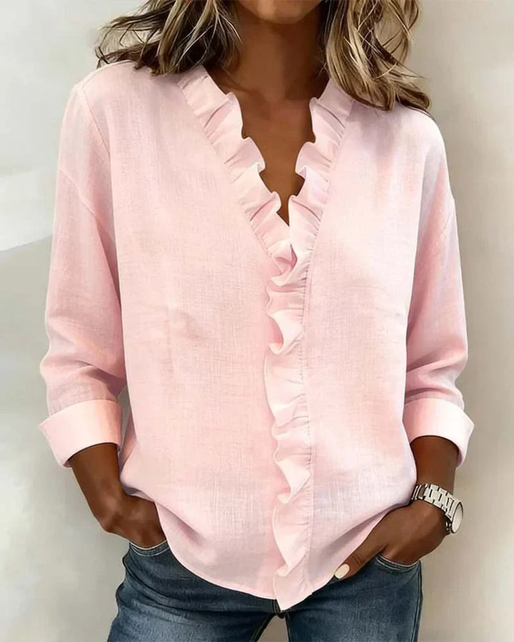 Livia | Elegante Camicetta Donna con Scollo a V e Maniche a Tre Quarti 0