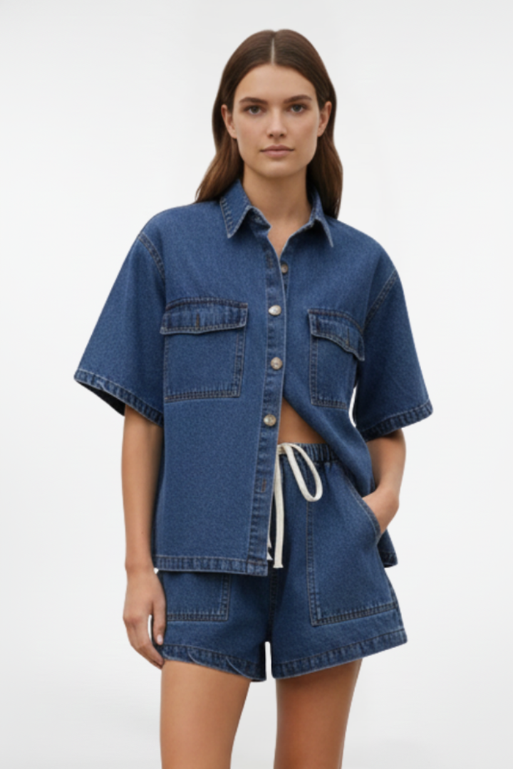 Livia | Elegante & Traspirante Set Donna – Camicetta e Pantaloni Corti per Estate 1