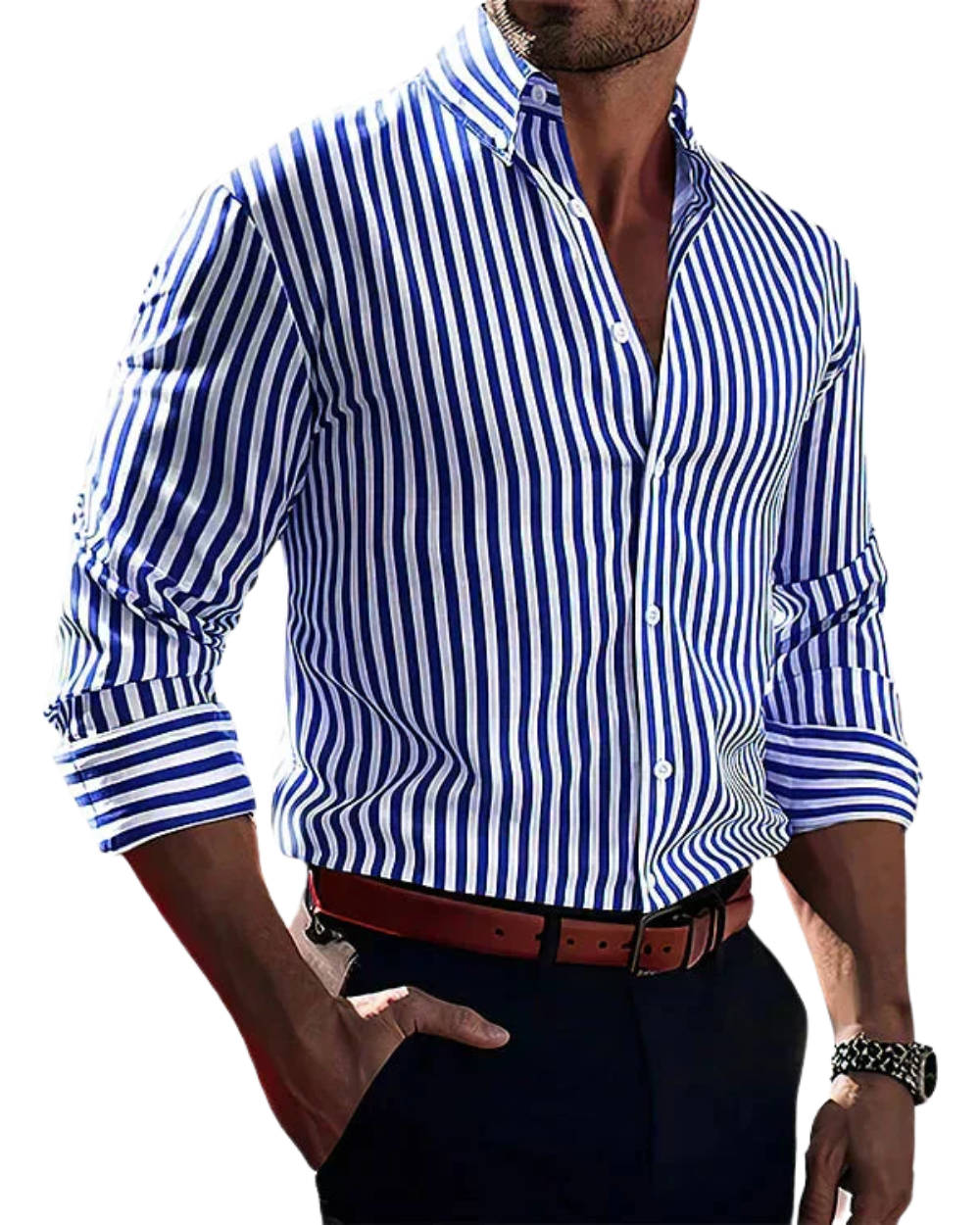 Lorenzo | Elegante Camicia Uomo Slim Fit a Righe Su Misura 0