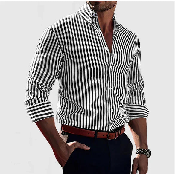 Lorenzo | Elegante Camicia Uomo Slim Fit a Righe Su Misura 1