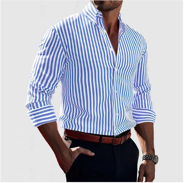 Lorenzo | Elegante Camicia Uomo Slim Fit a Righe Su Misura 3