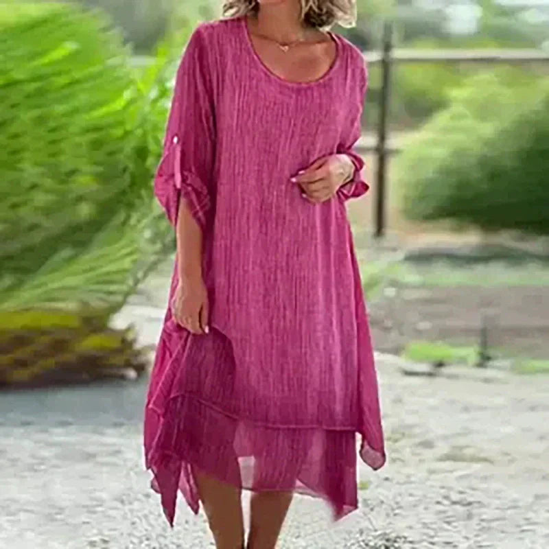 Luna | Abito Midi Elegante con Orlo Asimmetrico per Cerimonia e Occasioni Speciali 0