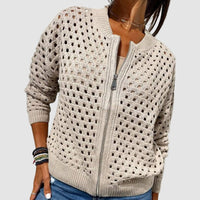 Sandra | Cardigan in Maglia Traforata con Zip da Donna