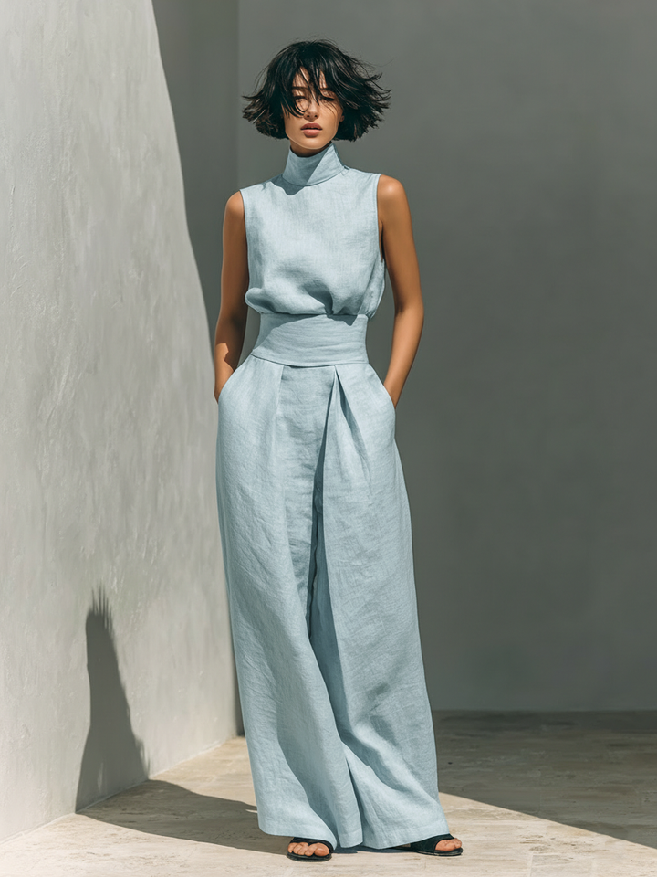 Luna | Completo Minimalista Canotta e Pantaloni Larghi Donna 0