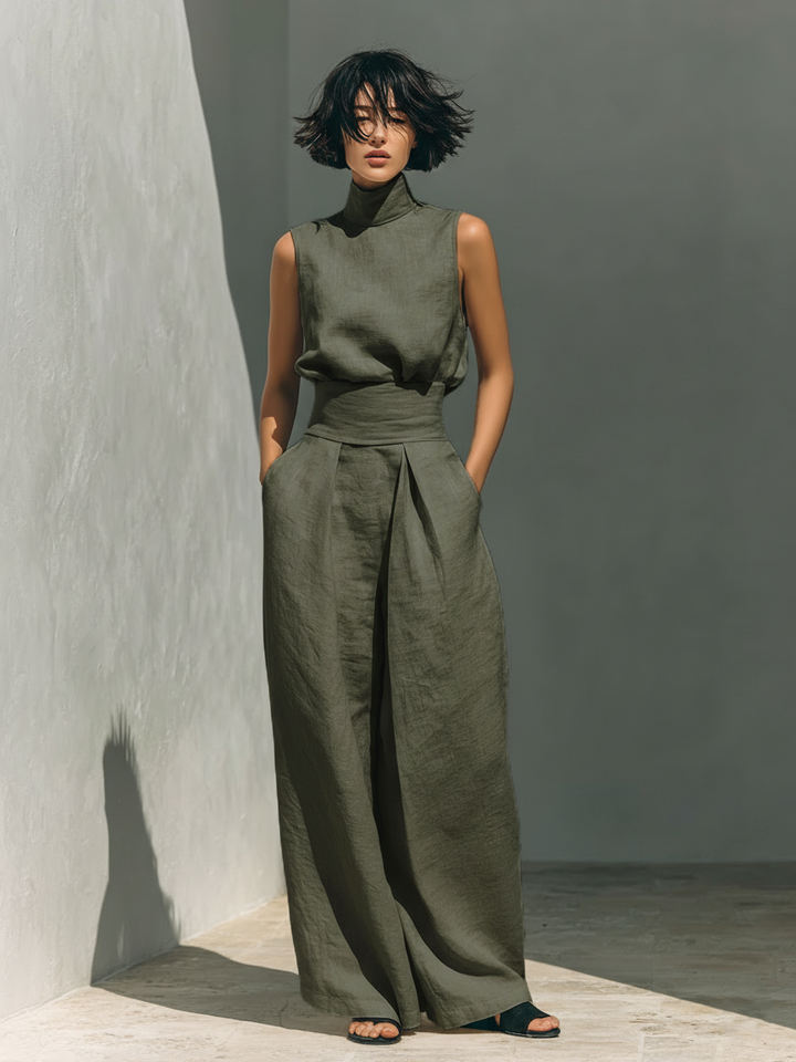 Luna | Completo Minimalista Canotta e Pantaloni Larghi Donna 2